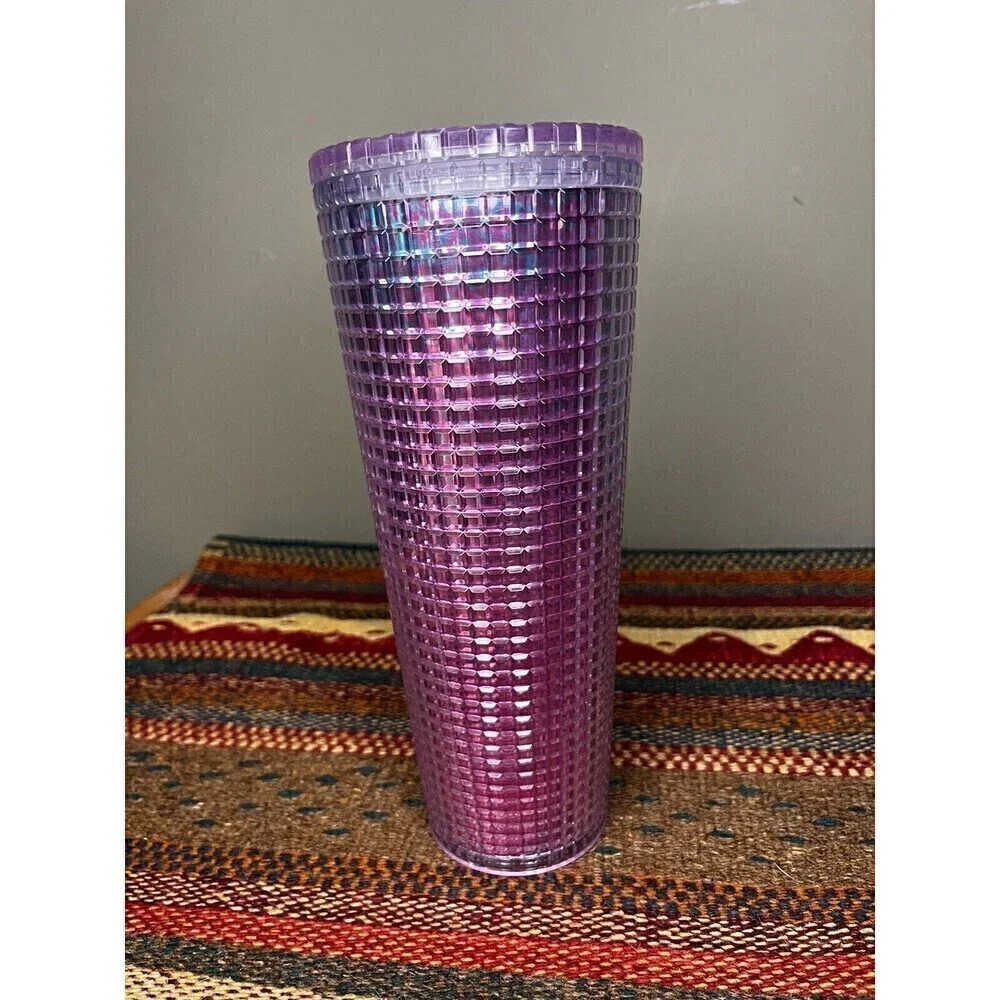 Starbucks Summer 2021 Ombre Blue Pink Grid 24oz Venti Tumbler Cold Cup NO STRAW